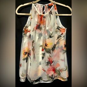 White House Black Market Floral Halter Blouse - Multicolor